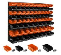 Boîtes de rangement - BOTLE - Lot de 82 - Orange et Noir - Empilables - 115 x 78 cm