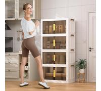 Boîtes de rangement empilables avec couvercle, lot de 5 - Boîtes de rangement - Boîtes de stockage - Rangement modulable - Organisateur de placard