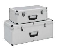 Boîtes de rangement en aluminium - vidaXL - Lot de 2 - Argenté - Aluminium ABS Bois - 62 5x28x27 cm - 47x23 5x18 5 cm