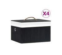 vidaXL Boîtes de rangement en bambou 4 pcs Noir