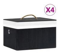 Boîtes de rangement en bambou 4 pcs Noir