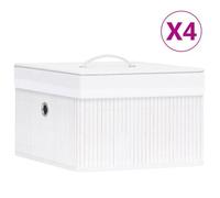Boîtes de rangement en bambou - vidaXL - 4 pièces - Blanc - 31x31x20 cm - Carré - Doublure amovible