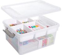 Boîtes de rangement en plastique 16 l avec 6 boîtes de 1,6 l petites boîtes renforcées Rangement avec couvercle petit pour le rangement d'outils, de matériel de bricolage, de Lego, de crayons de coule
