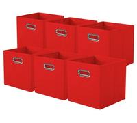 Boîtes de rangement en tissu, lot de 6 cubes de rangement pliables avec poignée métallique pour l'armoire et les jouets