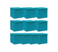 Boîtes de rangement et couvercles 10 pcs Bleu 32x32x32 cm Tissu
