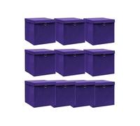 vidaXL Boîtes de rangement avec couvercles 10 pcs. Violet 32x32x32 cm Tissu