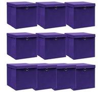 vidaXL Boîtes de rangement avec couvercles 10 pcs. Violet 32x32x32 cm Tissu