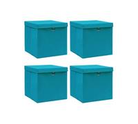 Boîtes de rangement et couvercles 4 pcs Bleu 32x32x32 cm Tissu
