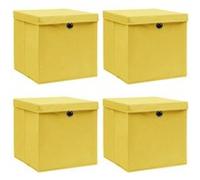 vidaXL Boîtes de rangement et couvercles 4 pcs Jaune 32x32x32 cm Tissu
