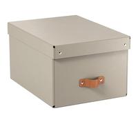 Boîtes de rangement Leitz Puro petit format avec couvercle : 2 boîtes solides, boîtes empilables 7L pour maison et bureau (20x28x15cm, beige), compatibles avec étagères et meubles cubiques