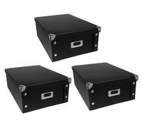 Boîtes de rangement | Lot de 3 | Boîte de rangement avec couvercle | Pliable | En carton et métal | 16 litres | Dimensions par boîte : 40,5 cm x 28 cm x 14,5 cm