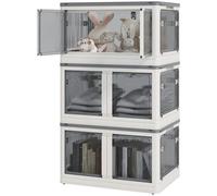 Boîtes de rangement - Lot de 3 - Pliables - Avec roulettes - En plastique - 60 x 42 x 34 cm - Blanc