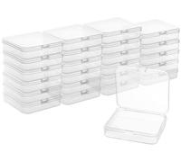 Boîtes de rangement miniatures transparentes Unyqoos® avec couvercle rabattable – Lot de 24, en plastique, dimensions 7,2 x 6,3 x 1,7 cm, empilables, idéales pour les bijoux, les perles, les comprimés