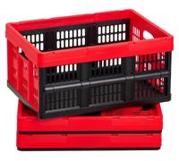 Boîtes de rangement pliables en plastique, 32 litres, lot de 3, caisses de rangement pliables empilables avec poignées, capacité de 12 kg par boîte, conteneurs pliables robustes, paniers gain de place