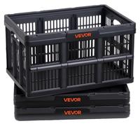 Boîtes de rangement pliables en plastique, 45 litres, lot de 3, caisses de rangement pliables empilables avec poignées, capacité de 15 kg par boîte, conteneurs pliables robustes, paniers gain de place
