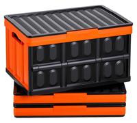 Boîtes de rangement pliables en plastique avec couvercles, 45 litres, lot de 3, caisses de rangement pliables empilables avec poignées, capacité de 20 kg par boîte, conteneurs robustes, paniers gain d