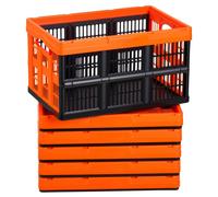 Boîtes de rangement pliables en plastique, capacité de 45 litres, lot de 6, caisses de rangement pliables empilables avec poignées, capacité de 15 kg par boîte, conteneurs pliables robustes, paniers g