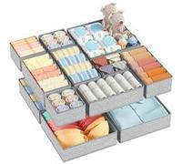 Vendos85 Lot de 12 boîtes de rangement pliables - Gris