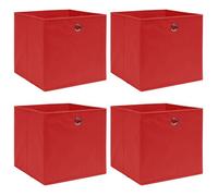 Boîtes de rangement pliables - vidaXL - Rouge - 32x32x32 cm - Tissu non tissé - Pliable - Lot de 4 - Œillet métallique