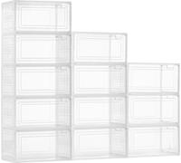 Boîtes de rangement pour chaussures 12 pièces Boîtes à chaussures empilables Taille US 13 Blanc transparent