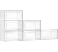 Boîtes de rangement pour chaussures 6 pièces Boîtes à chaussures empilables Taille US 13 Blanc transparent