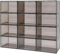 Boîtes de rangement pour chaussures - Boîtes à chaussures magnétiques - Lot de 12 - Empilables - Réutilisables - En PVC - Pour placard