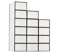 Boîtes de rangement pour chaussures - Boîtes en plastique empilables avec couvercle - Étanches à la poussière - Aérées - Pliables - Façade plate - Lot de 15 - Noir