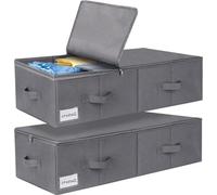 Boîtes de rangement pour sous le lit - Ensemble de 2 pièces - 70 litres - Conception pliante - Poignées améliorées - Vêtements, couettes, oreillers
