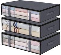 Boîtes de rangement pour sous le lit, lot de 3, avec fenêtre transparente et fermeture éclair