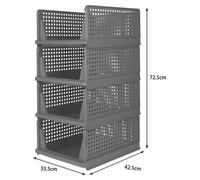 Boîtes de rangement pour vêtements, lot de 4 - Organisateur coulissant pour armoire - Boîtes en plastique empilables - Pliables - Pour armoire, chambre, salle de bain, cuisine - Gris