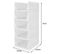 Boîtes de rangement pour vêtements, lot de 5 - Organisateur de placard coulissant - Boîtes en plastique empilables - Pliables - Taille L - Blanc