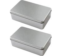 Boîtes de rangement rectangulaires en métal, lot de 2, récipients métalliques vides, boîtes en tôle, boîtes à biscuits, boîtes de conservation, coffret cadeau avec couvercle, petite boîte, boîte de ra