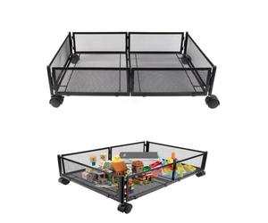 Boîtes de rangement sous le lit avec roulettes - MENGDA - Métal - Grande capacité - Noir