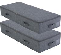 Boîtes de rangement sous lit, lot de 2, en plastique rigide, structure stable, couleur noir et gris, dimensions : 100 x 43 x 18 cm