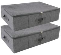 Boîtes de rangement sous lit, lot de 2, pliables, avec fermeture éclair, étanches à la poussière, lavables, noires et grises, 70x40x18 cm