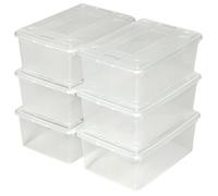 Boîtes de rangement - TECTAKE - Lot de 6 boîtes de rangement empilables en plastique avec couvercles, 33 x 23 x 12 cm - Transparent