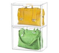 Boîtes de rangement transparentes, boîtes de rangement pour sacs à main, boîtes de rangement empilables, pour sacs à main, chaussures, jouets, sacs à bandoulière, 36 x 22 x