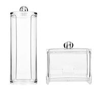 Boîtes de Rangement Transparentes Lot de 2 pour Cotons-Tiges et Disques | Design Rond Couvercle, Texture Claire Créative, Bords Lisses, Étanche à Poussière et l'Humidité