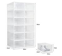 Boîtes de rangement transparentes pour chaussures - Boîtes empilables pour baskets - Boîtes en plastique anti-poussière - Porte à l'avant - 33 x 23 x 14 cm - Lot de 12