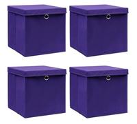 vidaXL Boîtes de rangement avec couvercles 4x 28x28x28 cm pour chaussettes et sous-vêtements Violet