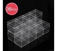 Boîtes d'emballage carrées en plastique PS transparentes de qualité alimentaire, 36 pièces, avec couvercles supérieurs et inférieurs ouverts, accessoire de stockage de bonbons, tranche d'ongles 24pcs