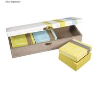 Boîtes En Bois - Kit Carré Fsc Mix Credit, 1boîte À 2x12x7cm / 3 Boîtes À 10x10x6cm