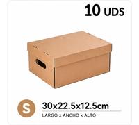Boîtes en carton avec couvercle et poignées - Boîtes de rangement auto-assemblables - Lot de 10 - 30 × 22,5 × 12,5 cm - Carton - Empilables - Polyvalentes