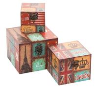 Boîtes en MDF, fabriquées à Paris, dimensions : 15x15x12 cm (lot de 3)