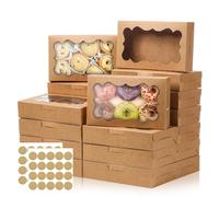 Boîtes En Papier Kraft Marron Avec Fenêtre Transparente: 30 Pièces Boite Gateau, 21 X 15 X 7,5 CM Boite Papier Kraft Marron, Boîte Gateau Carton Boîte Pâtisserie Pour Macarons, Gâteaux, Pâtisseries