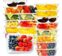Boîtes en plastique - Contenants alimentaires avec couvercle - Pour conserver les repas - Empilables et étanches - 50 pièces de 650 ml - Transparent