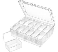 Boîtes en plastique transparent avec couvercles - 12 unités - Boîtes de rangement pour bijoux et accessoires - pour petits objets et accessoires