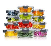 Lot de 12 Lunch Box Verre Réutilisables, Boite Alimentaire Verre avec Couvercle Hermétique