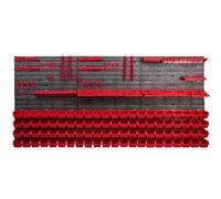 Panneau d'outils mural 172x78 cm avec 88 pcs. Boîtes de suspension avec jeu de supports en plastique