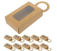 Boîtes Porte-bouteilles de Vin avec Fenêtre, 25 Pièces Khaki | PVC et Carton, Format 9x9x3cm, Poignée Pratique, pour Bijoux et Petits Objets